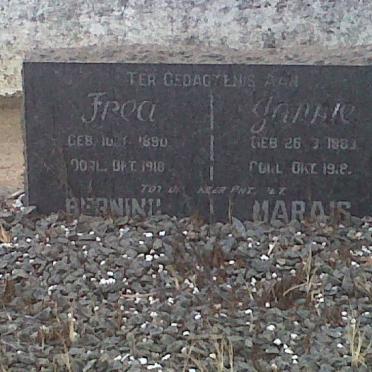 MARAIS Jannie 1883-1918 &amp; Frea BERNING 1890-1918