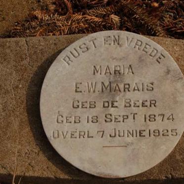 MARAIS Maria E.W. nee DE BEER 1874-1925