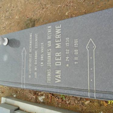 MERWE Thomas Johannes van Reenen, van der 1930-1981