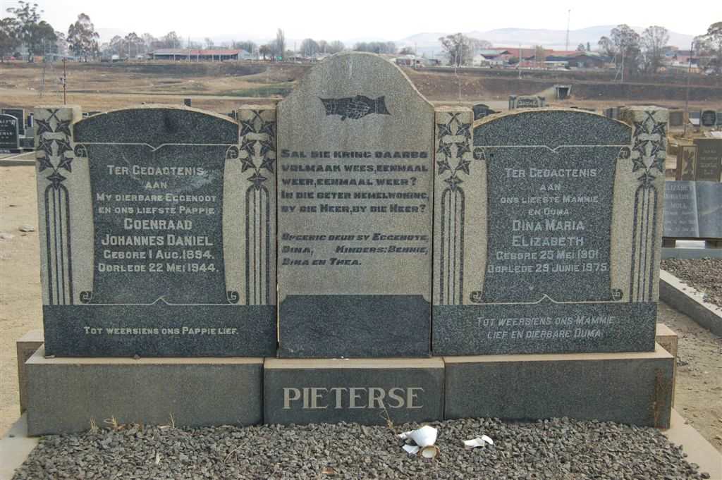 PIETERSE Coenraad Johannes Daniel 1894-1944 &amp; Dina Maria Elizabeth 1901-1975