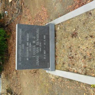 RENSBURG Louisa M.J., Janse van nee VAN DYK 1907-1985