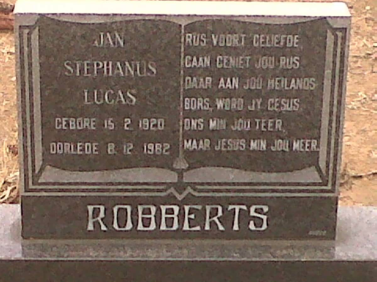 ROBBERTS Jan Stephanus Lucas 1920-1982