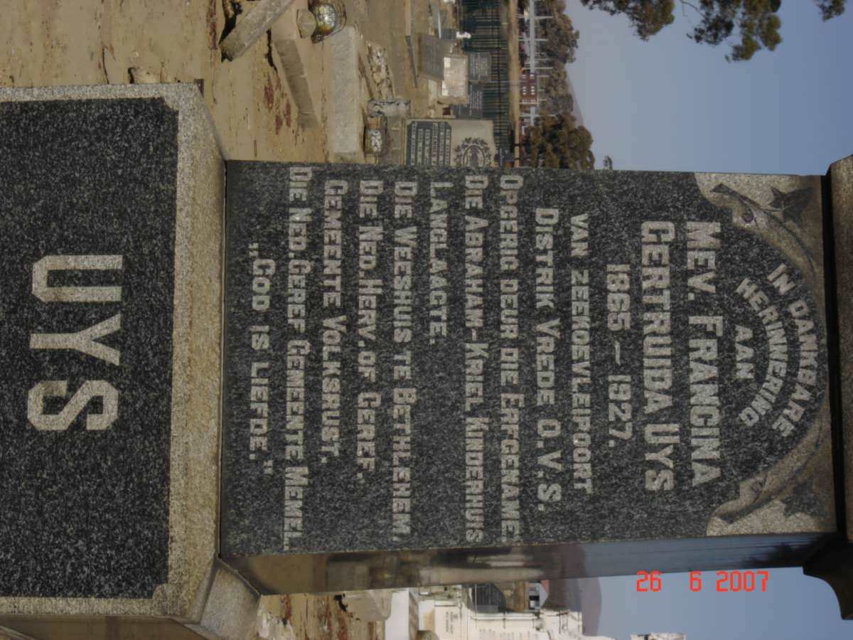 UYS Francina Gertruida 1865-1927