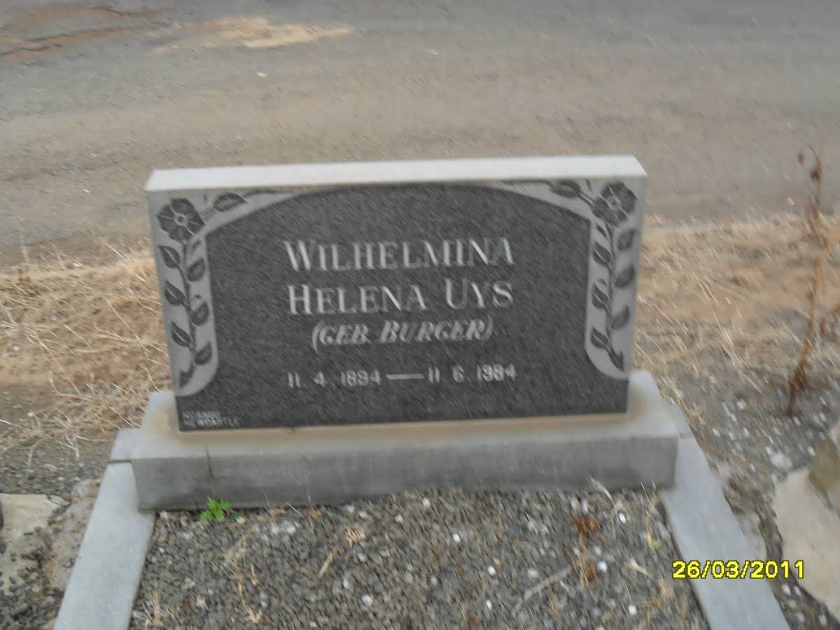 UYS Wilhelmina Helena nee BURGER 1894-1984