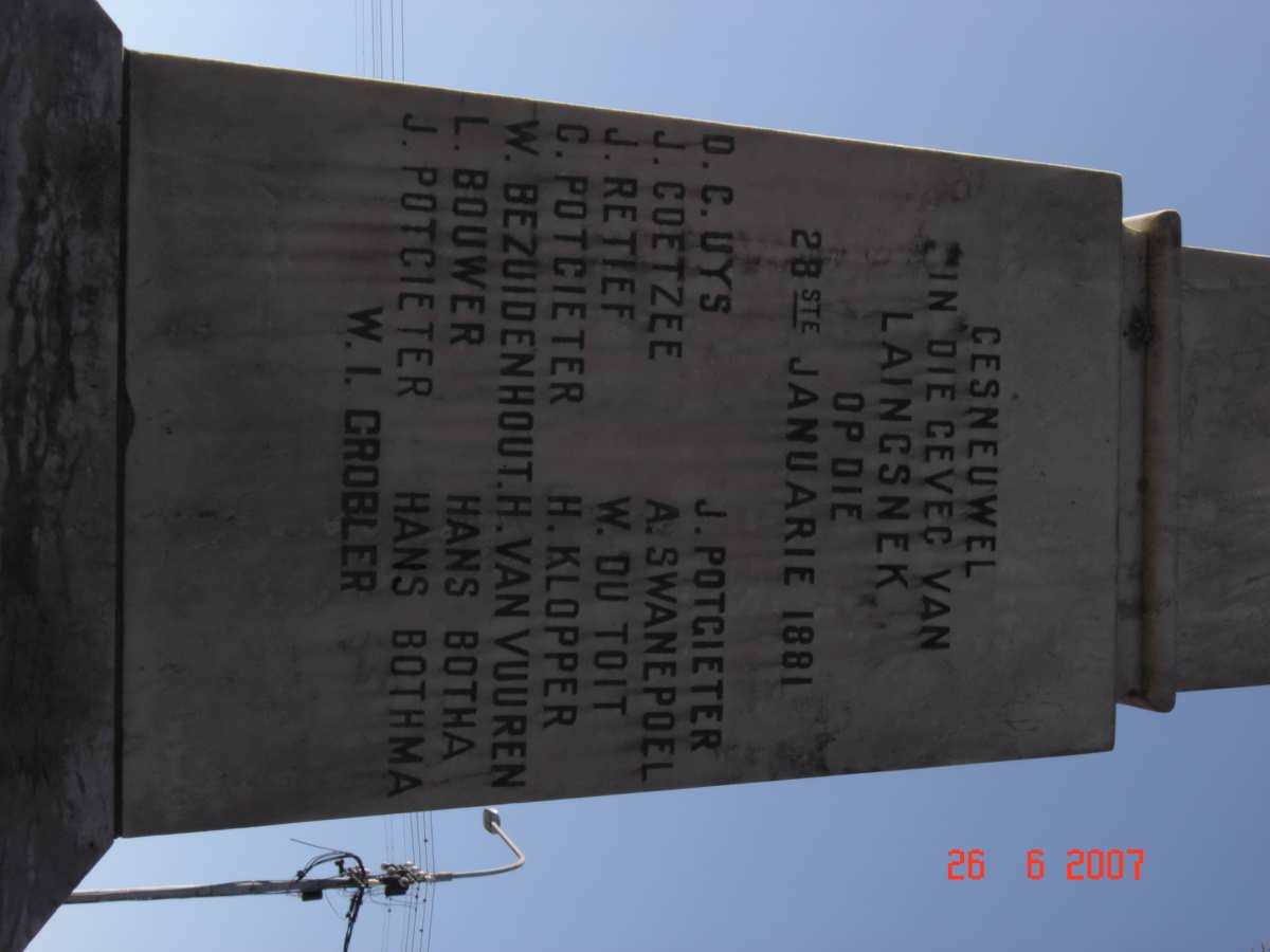 Casualties at Laingsnek on 28 January 1881