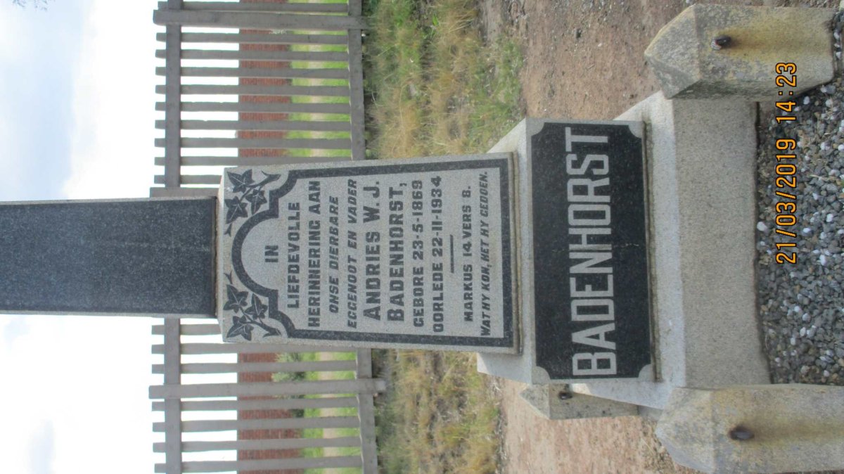 BADENHORST Andries W.J. 1869-1934