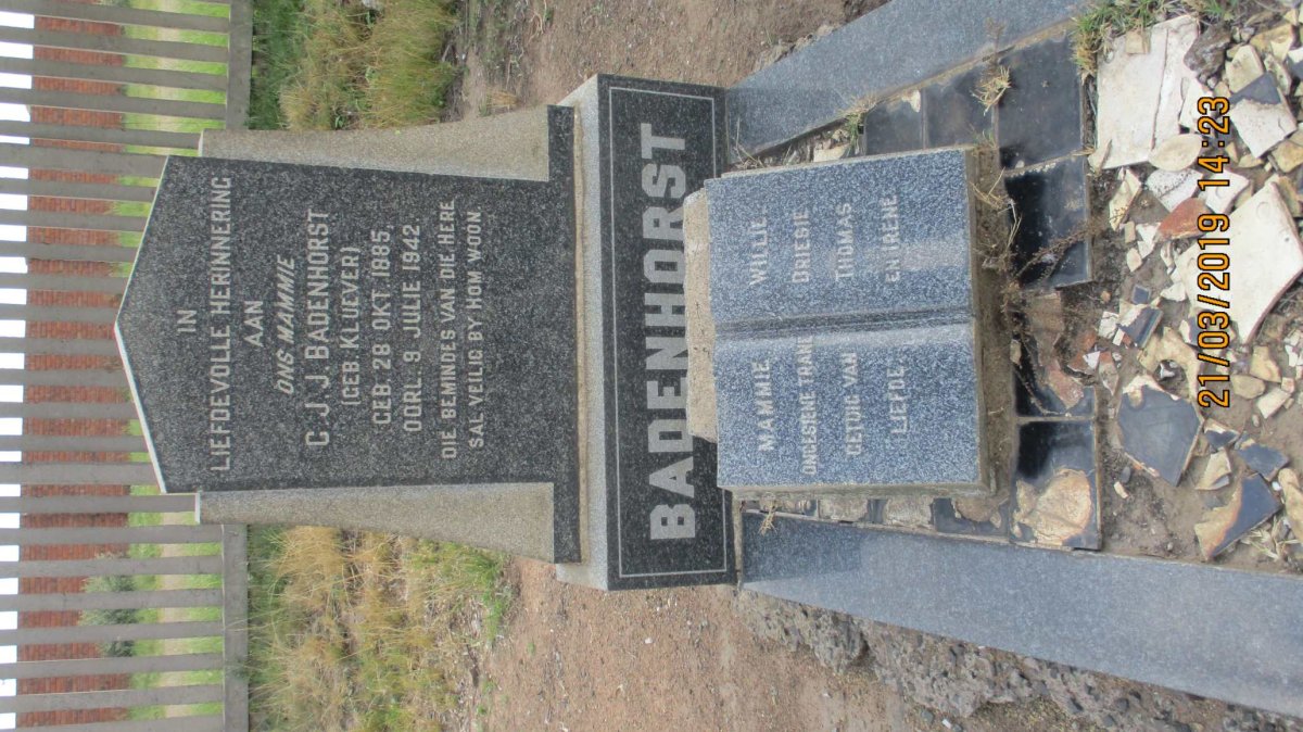 BADENHORST C.J.J. nee KLUEVER 1885-1942