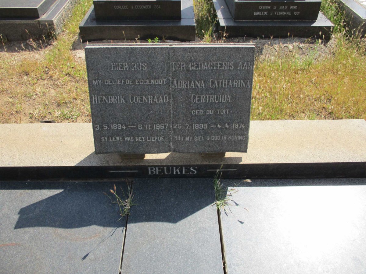 BEUKES Hendrik Coenraad 1894-1967 & Adriana Catharina Gertruida DU TOIT 1899-1974