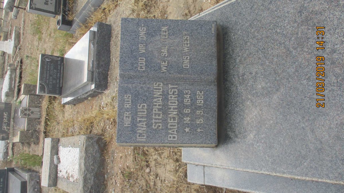 BADENHORST Ignatius Stephanus 1943-1962