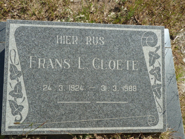CLOETE Frans L. 1924-1988