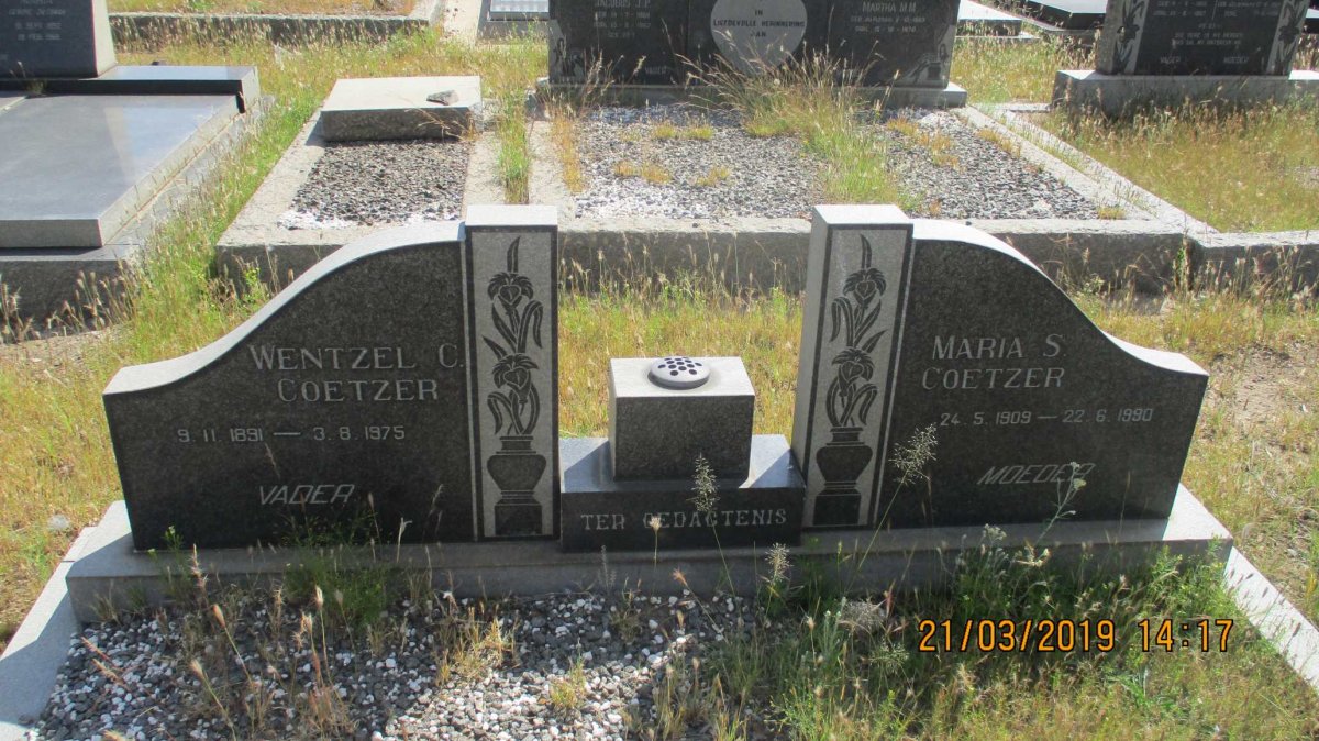 COETZER Wentzel C. 1891-1975 & Maria S. 1909-1990