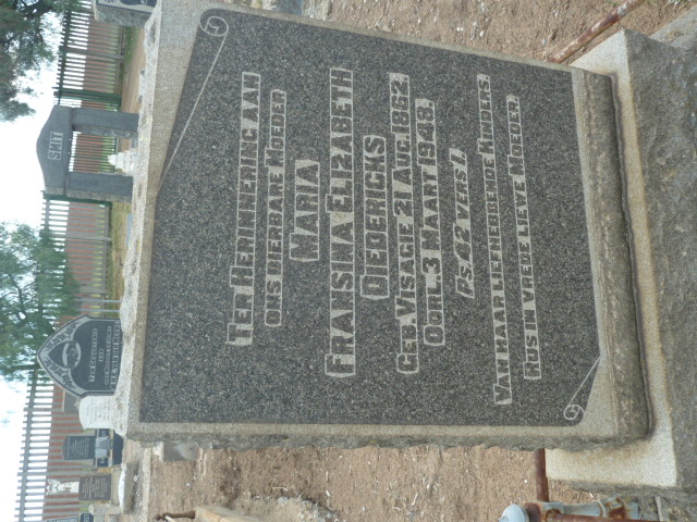 DIEDERICKS Maria Fransina Elizabeth nee VISAGIE 1862-1948