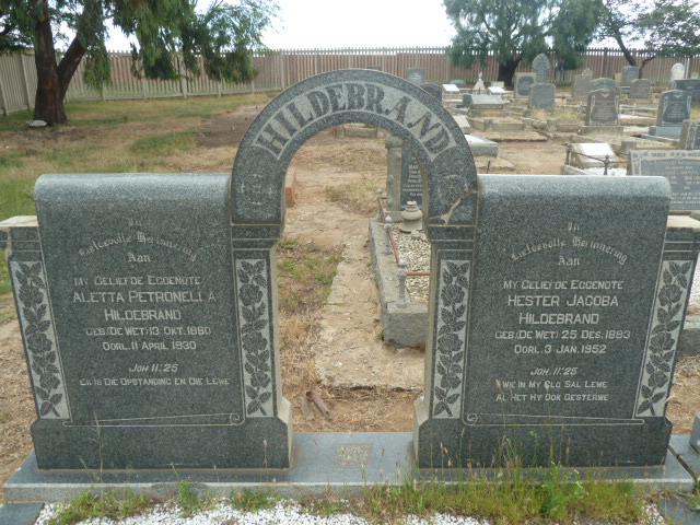 HILDEBRAND Aletta Petronella nee DE WET 1880-1930 :: HILDEBRAND Hester Jacoba nee DE WET 1882-1952