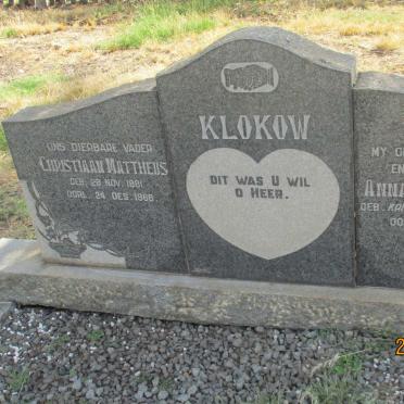 KLOKOW Christiaan Mattheus 1881-1966 & Anna Magdalena KRITZINGER 1893-1961