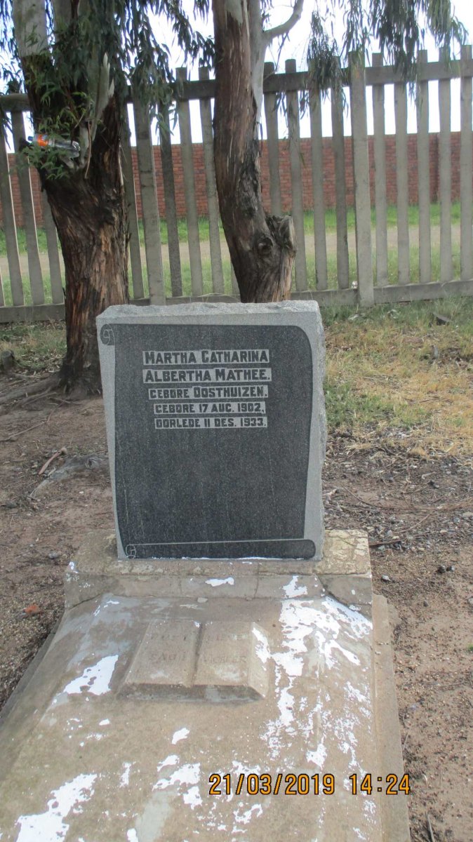 MATHEE Martha Catharina Albertha nee OOSTHUIZEN 1902-1933