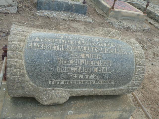 MERWE Elizabeth Magdalena, van der nee LUDIK 1920-1948