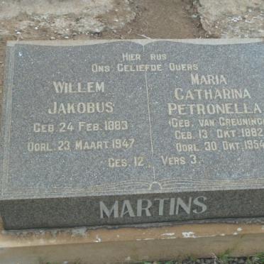 MARTINS Willem Jakobus 1883-1947 & Maria Catharina Petronella VAN GREUNING 1882-1954