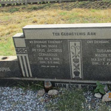 MERWE Petrus Jacobus Gerhardus, van der 1909-1960 & Susanna Magrietha UYS 1911-1966