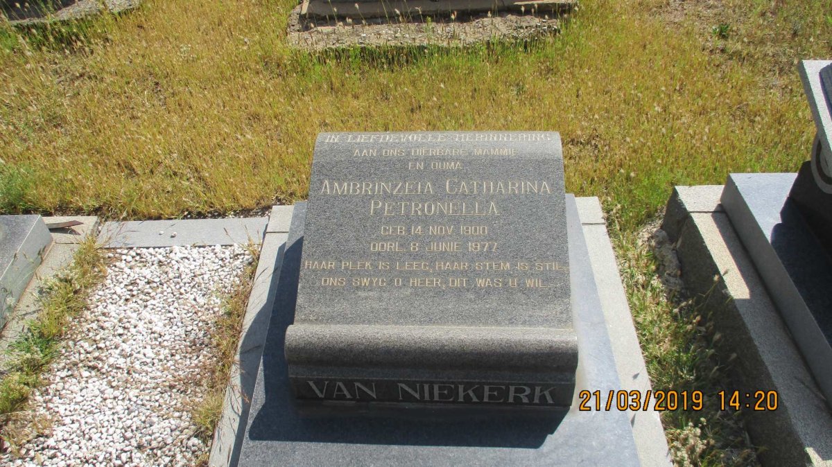 NIEKERK Ambrinzeia Catharina Petronella, van 1900-1977