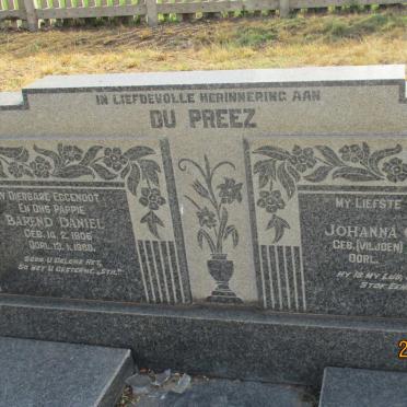 PREEZ Barend Daniel, du 1906-1960 & Johanna Clasina VILJOEN 1910-