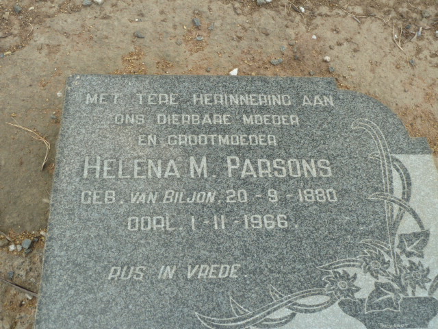 PARSONS Helena M. nee VAN BILJON 1880-1966
