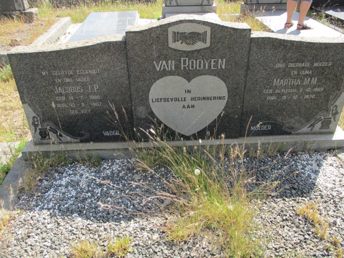 ROOYEN Jacobus J.P., van 1888-1967 & Martha M.M. DU PLESSIS 1889-1970