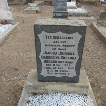 ROBSON Jacoba Johanna Barendina Susanna nee KEMP 1884-1957