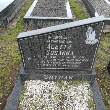 SNYMAN Aletta Susanna 1923-1992