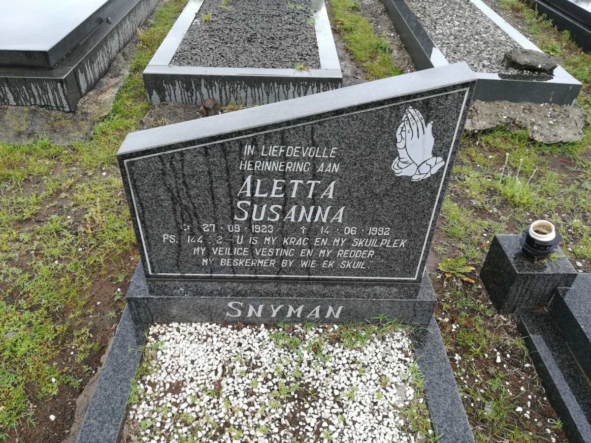 SNYMAN Aletta Susanna 1923-1992