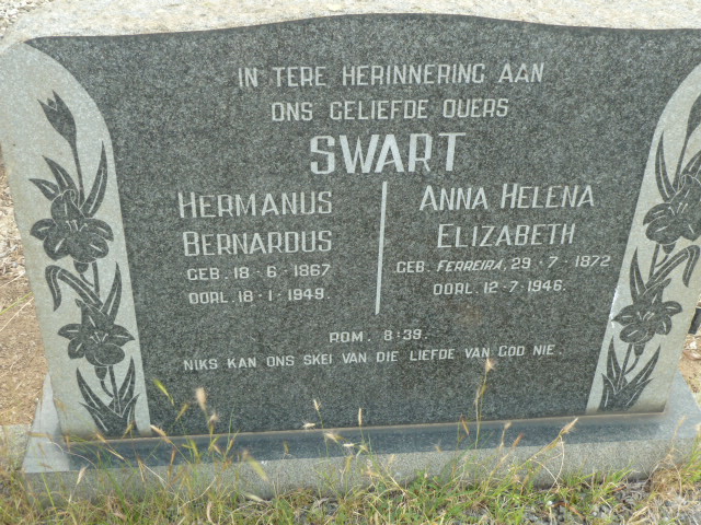 SWART Hermanus Bernardus 1867-1949 & Anna Helena Elizabeth FERREIRA 1872-1946