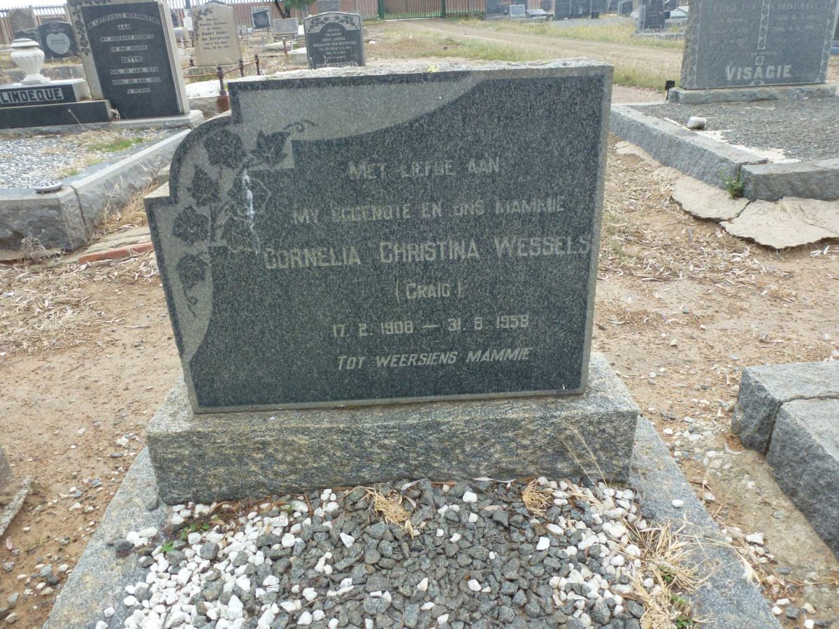 WESSELS Cornelia Christina nee CRAIG 1908-1958