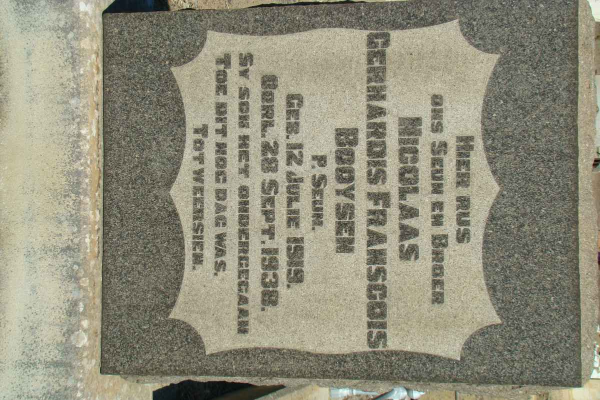 BOOYSEN Nicolaas Gerhardis Francois 1919-1938