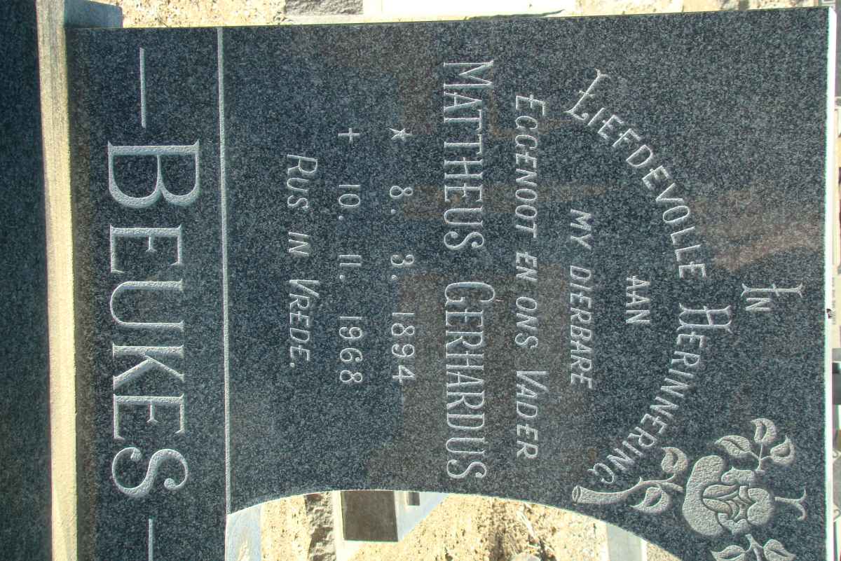 BEUKES Mattheus Gerhardus 1894-1968