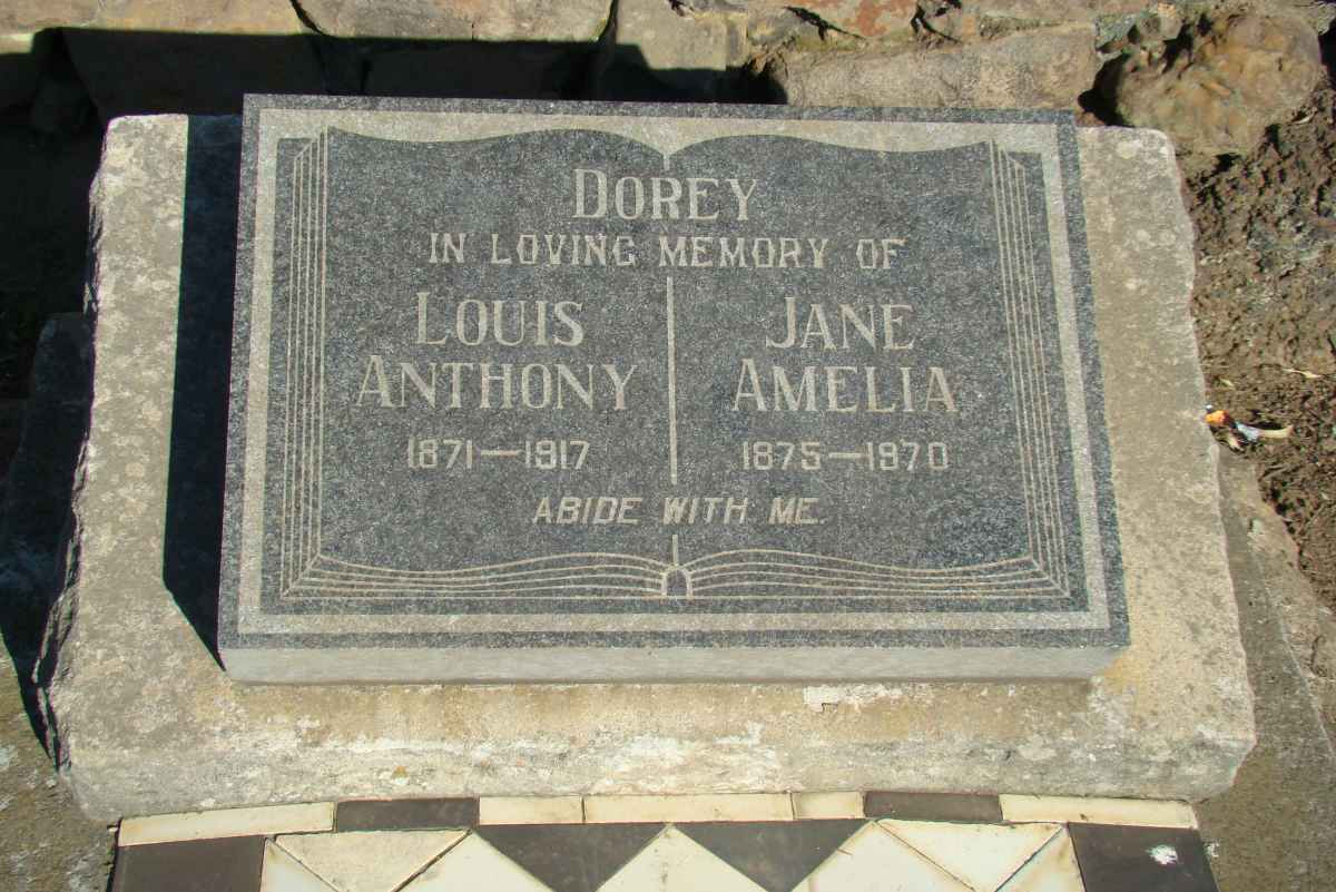 DOREY Louis Anthony 1871-1917 &amp; Jane Amelia 1875-1970
