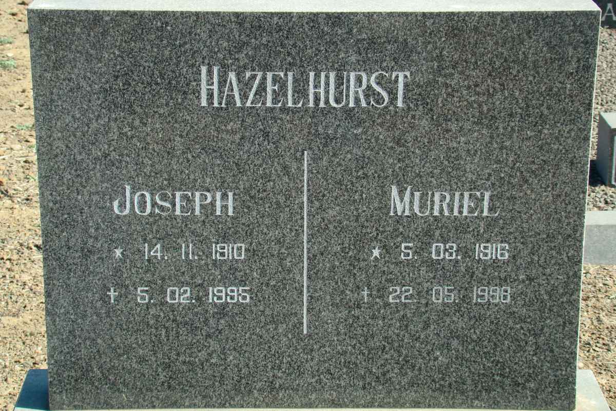 HAZELHURST Joseph 1910-1995 &amp; Muriel 1916-1998