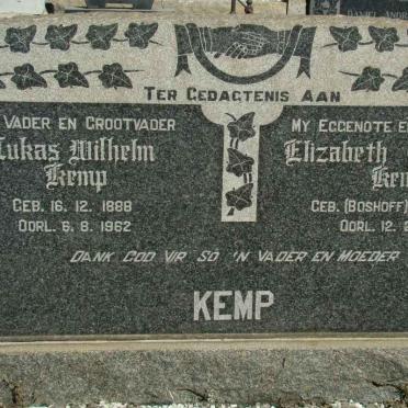 KEMP Lukas Wilhelm 1888-1962 &amp; Elizabeth Catharina BOSHOFF 1894-1953