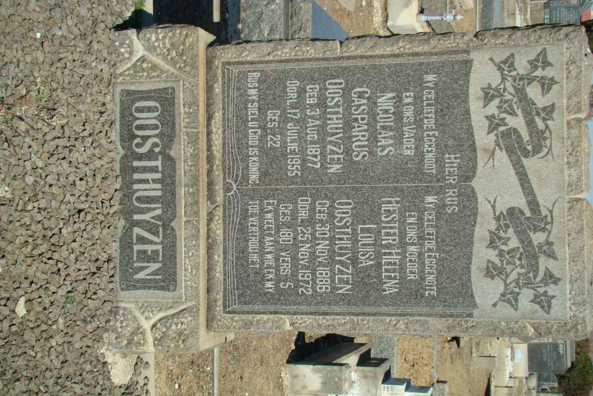 OOSTHUYSEN Nicolaas Casparus 1877-1955 &amp; Hester Helena Louisa 1886-1972