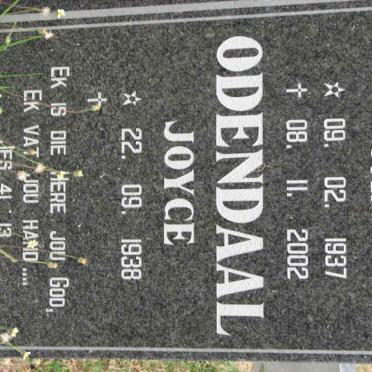 ODENDAAL Jan 1937-2002 &amp; Joyce 1938-