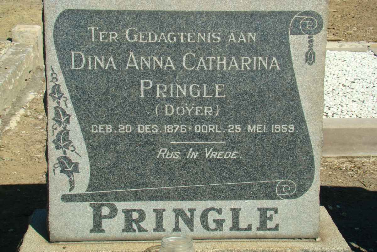 PRINGLE Dina Anna Catharina nee DOYER 1876-1959