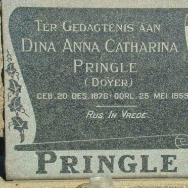 PRINGLE Dina Anna Catharina nee DOYER 1876-1959