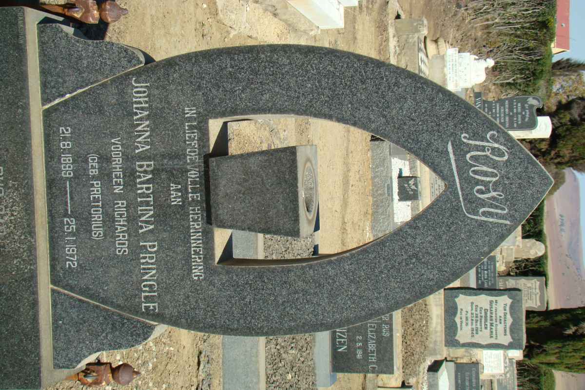 PRINGLE Johanna Bartina voorheen RICHARDS nee PRETORIUS 1899-1972