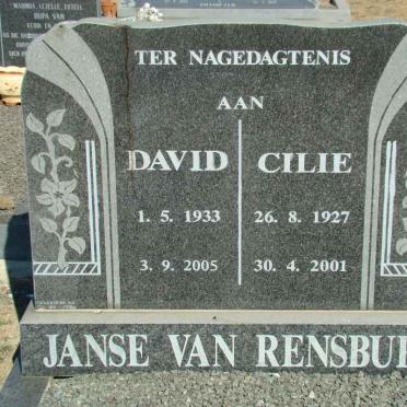RENSBURG David, Janse van 1933-2005 &amp; Cilie 1927-2001