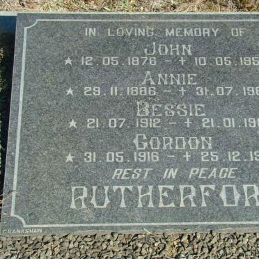 RUTHERFORD John 1876-1954 :: RUTHERFORD Annie 1886-1965 :: RUTHERFORD Bessie 1912-1989 :: RUTHERFORD Gordon 1916-1989