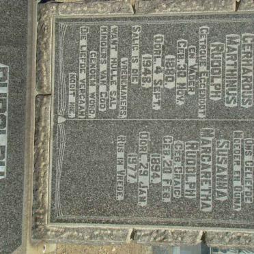 RUDOLPH Gerhardus Marthinus 1880-1948 &amp; Susanna Margaretha CRAIG 1894-1977