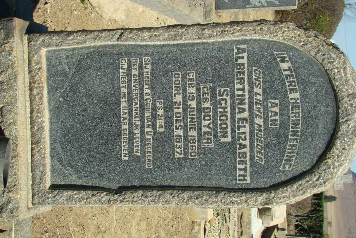 SCHOON Albertina Elizabeth nee DOYER 1860-1937