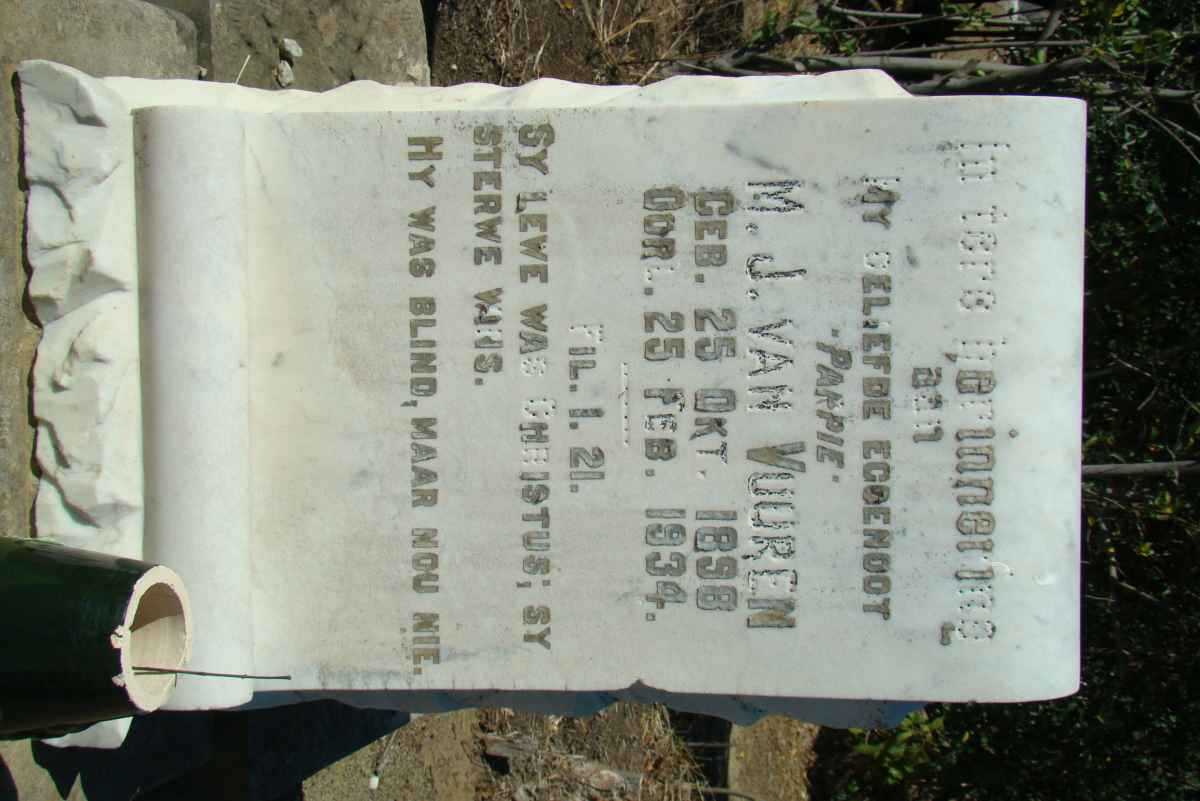 VUUREN M.J., van 1898-1934