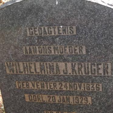 KRUGER Wilhelmina J. nee VENTER 1836-1929