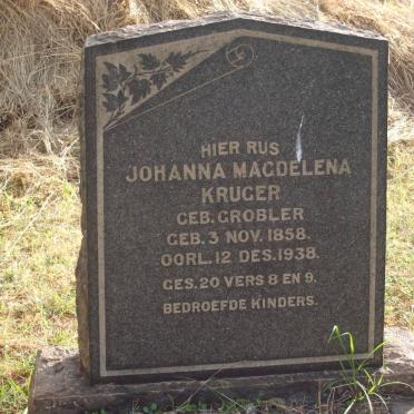 KRUGER Johanna Magdelena nee GROBLER 1858-1938