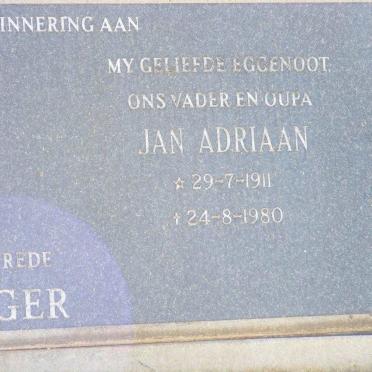 KRUGER Jan Adriaan 1911-1980 &amp; Gertruida Magrietha 1916-1996