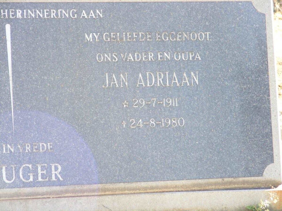 KRUGER Jan Adriaan 1911-1980 &amp; Gertruida Magrietha 1916-1996